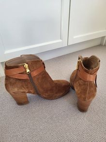 Brown suede ankle boots