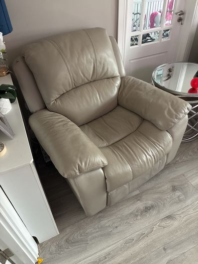 grey leather recliner chair