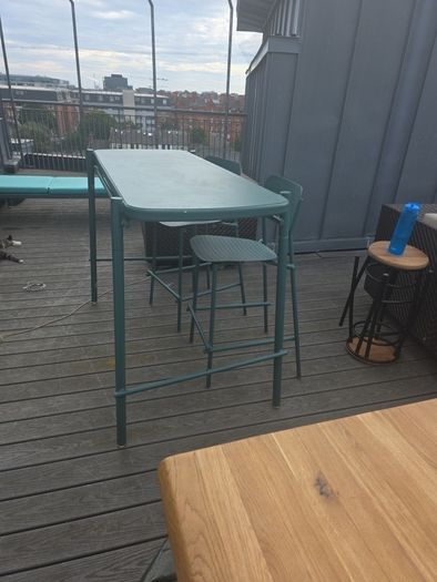 Outdoor Garden High Table with Two Chairs