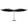 Double Parasol with Steel Pole Black 600 cm Image 4