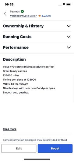 Volvo V70 diesel Northern Registered Mot Feb 2027
