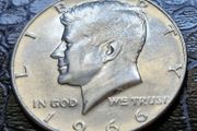 1966 United States "Kennedy Half Dollar" 40% Silver coin