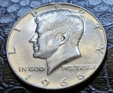 1966 United States "Kennedy Half Dollar" 40% Silver coin