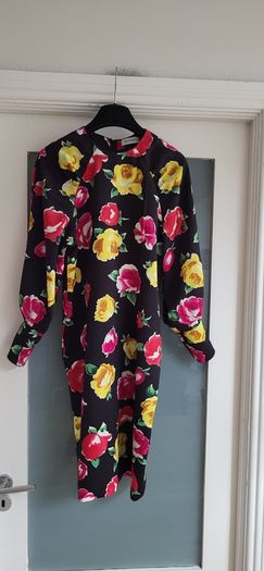 SOZI Garden Party floral on black dress Sz L (Fit 10-12 UK) - Rrp 199 (New)