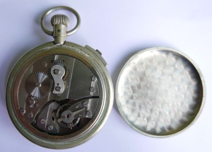 Military Pocket Watch Stopwatch Timer Antique CUPREL Dennison Watch Case (works well)
