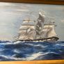 oil on board Vintage 1926 British School Marine Oil Painting Full-Rigged Sailing Ship in Rough Seas, Signed H.T.M.L. Image 2