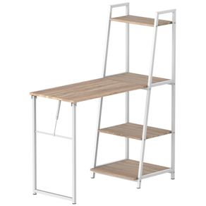 Modern Foldable Office Desk with Storage Shelf Freestanding Multi-function Computer Workstation Dining Table for Home Office (FREE POSTAGE)