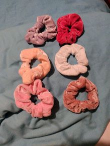 6 new velvet hair scrunchies