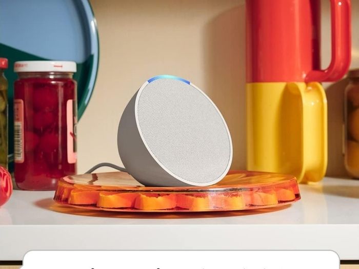 Echo Pop (Newest gen) Full sound compact Wi-Fi and Bluetooth smart speaker with Alexa Glacier White