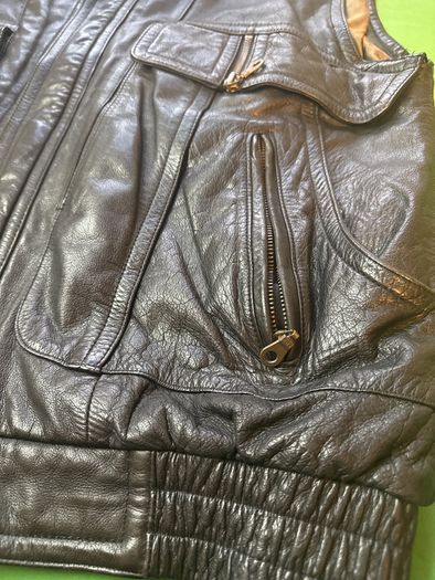 Vintage Trapper Black Leather Biker Vest