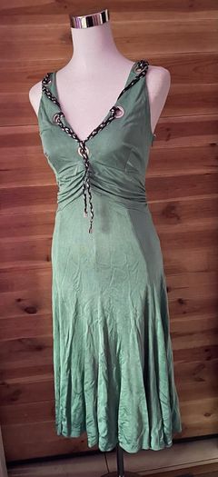 Karen Millen dress midi with straps green summer occasion size S/M