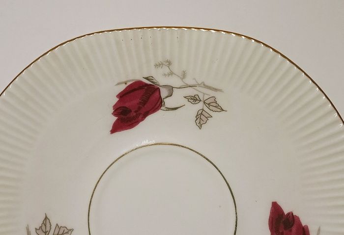Vintage Chocolate Porcelain Red Rose Design.