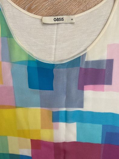 Oasis Colourful 100% Silk Panelled Dress Size Medium