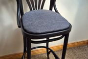 Mid-Century Modern Ebonized Bentwood Fanback Bar Stool