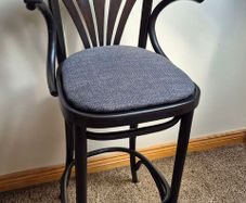 Mid-Century Modern Ebonized Bentwood Fanback Bar Stool