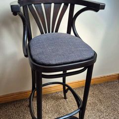 Mid-Century Modern Ebonized Bentwood Fanback Bar Stool