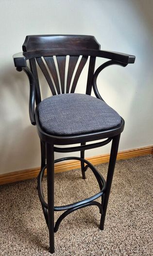 Mid-Century Modern Ebonized Bentwood Fanback Bar Stool