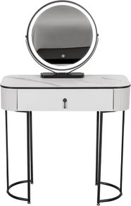 Premium Dressing Table with Adjustable LED Mirror in Grey Black 80cm - Dressing Table with Mirror Bedroom Dressing Tables including drawer for make-up organiser vanity makeup table set