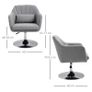 Swivel Linen Fabric Accent Chair for Living Room Contemporary Vanity Armchair with Adjustable Height Thick Cushion Lumbar Support Armrest for Bedroom Office Light Grey Image 4