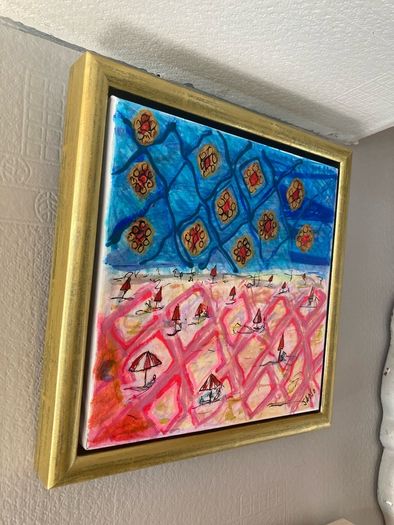 Original Abstract Painting Contemporary Irish Art Eclectic Gold Seascape