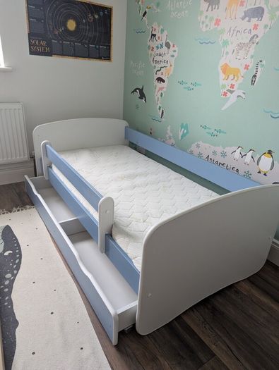 Kids Bed with Storage Drawer and Mattress, Cicero Toddler Bed (80x160cm)