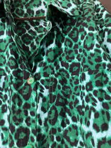 Ladies green leopard print shirt
