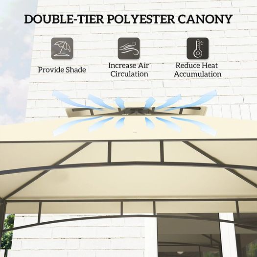 BBQ Gazebo Canopy Shelter With 2 Side Shelves, Storage Baskets