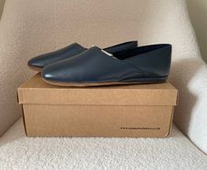 Navy Blue Leather Mens Slippers