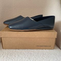 Navy Blue Leather Mens Slippers