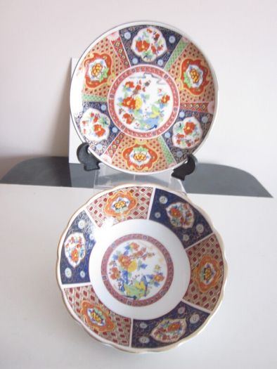 Vintage Japanese Imari Porcelain Bowl and Plate