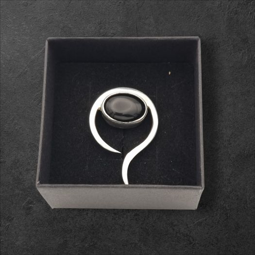 Jet Sterling Silver Abstract Pendant