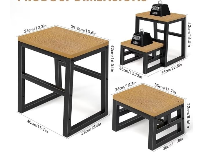 2 Step Stool Stackable for Adults Kids, Waterproof HDPE Kitchen Stools with Non-Slip Top, Heavy Duty Footstool Supports up to 230 kg, All-Weather Step Ladder for Bedroom, Bathroom, Hot Tub, Toilet