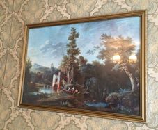 Large Vintage framed Picture of Country Scene