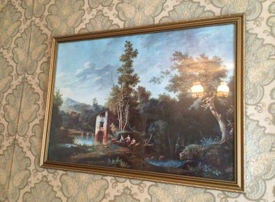 Large Vintage framed Picture of Country Scene