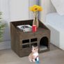 BRAND NEW Durable Wooden Cat Cave Bed Furniture Kitten Sleep Lounge House Bed with Cushion Pad Litter Box for Indoor Cats Image 5