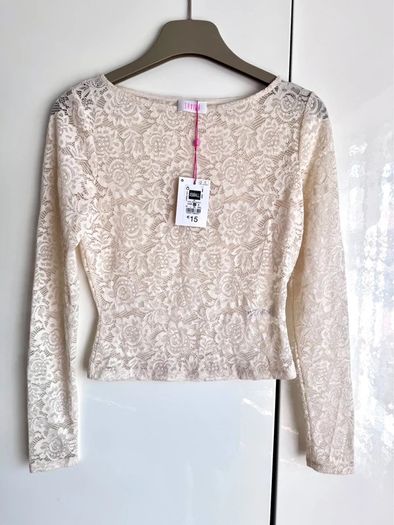 Savida Cream Lace Long Sleeve Top - Size SMALL