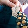 handbag - light blue with wooden beads Image 3