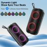 Dyurwa ZY02 Bluetooth Speaker with Lights, 24W, 52mm Dual Speakers, Fantastic Sound, 12H Outdoor Portable Speaker, Hands-Free Calling, IPX6 Waterproof for Parties/Travel/Camping/Home Image 5