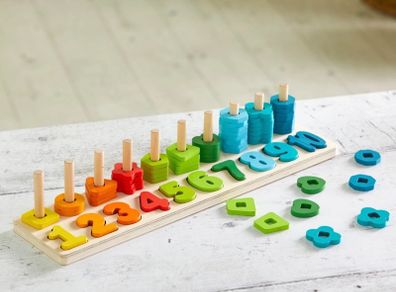 Squirrel Play Wooden Counting Shape Sorter 65 Pieces
