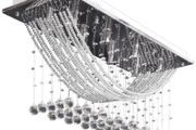 White Ceiling Lamp with Glittering Glass Crystal Beads 8 x G9 29 cm