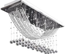 White Ceiling Lamp with Glittering Glass Crystal Beads 8 x G9 29 cm