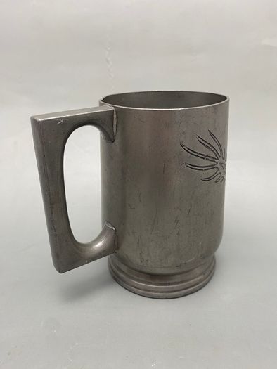 19th Century Chinese Pewter Engraved Dragon Mug - Marked