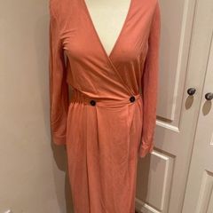Massimo Dutti coral viscose mix dress size 8