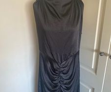 Boo hoo size 16 black lined halter neck dress