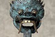 Chinese Mask Sculpture - Patinated Bronze