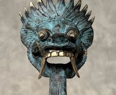 Chinese Mask Sculpture - Patinated Bronze