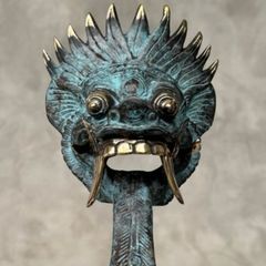 Chinese Mask Sculpture - Patinated Bronze