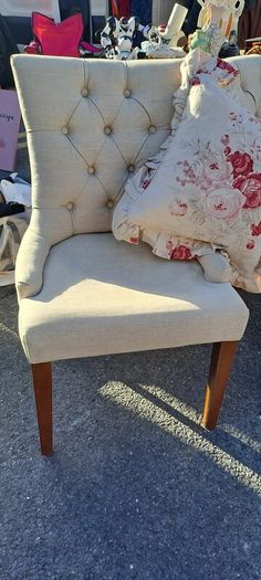 2 French Linen Dining chairs