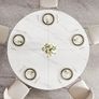 White Faux Marble Round Dining Circle Dining Desk Kitchen Shelf 4-6 People, Mid-Century Pedestal Dinner Table End Coffee Desk Office Living Room Table, White Marble, 51 Inch Image 6