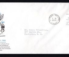 1968 Canada 5c Christmas: Soap Stone Carving Commemorative Stamp First Day Cover (FDC)